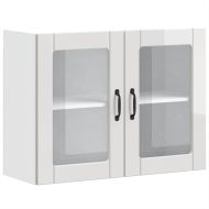 Кухненски стенен шкаф със стъклена врата "Lucca" от високо гланцово бяло инженерно дърво