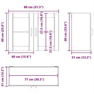 Кухненски стенен шкаф със стъклена врата "Lucca" от високо гланцово бяло инженерно дърво