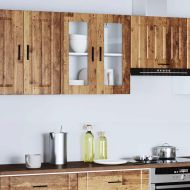 Кухненски стенен шкаф със стъклена врата Porto старо дърво