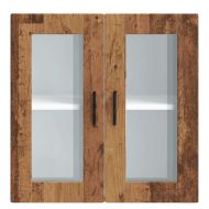 Кухненски стенен шкаф със стъклена врата Porto старо дърво