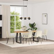 Трапезни столове, 6 бр, кремави, кадифе