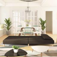 2-местно разтегателно канапе с две възглавници, кафяво, текстил