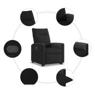 Изправящ реклайнер стол, черен, текстил