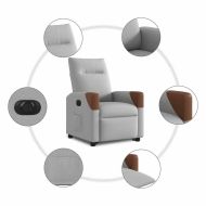 Електрически изправящ реклайнер стол, облачно сив, текстил