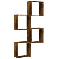Стенни кубични рафтове 4 бр. опушен дъб 30x15x30 cm
