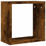 Стенни кубични рафтове 4 бр. опушен дъб 30x15x30 cm