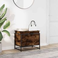 Кутия за съхранение, опушен дъб, 60x40x51,5 см, инженерно дърво