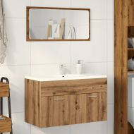 Шкаф за мивка за баня, дъб артизан 90x38,5x46см инженерно дърво