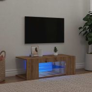 ТВ шкаф с LED осветление, 90x39x30 см, инженерно дърво