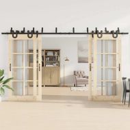 Комплект механизъм за плъзгаща врата, 400 см, стомана, черен