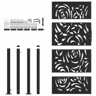 Градинска порта, черна, 100x175 см, стоманена, дизайн с пламък