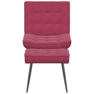 Релакс стол с табуретка, виненочервен, кадифе