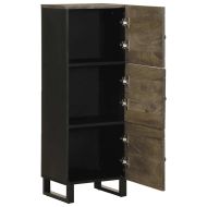Висок шкаф, черен, 40x33x110 см, мангово дърво масив
