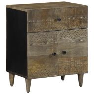 Нощно шкафче Светло сиво 50x33x60 cm Масивна дървесина Манго