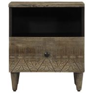 Нощно шкафче Светло сиво 40x33x46 cm Масивна дървесина Манго