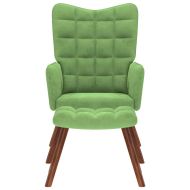 Релаксиращ стол с табуретка, Светлозелено, кадифе