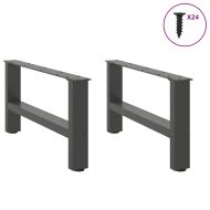 Крака за масичка за кафе, антрацит, 2 бр., 60 x (30-31) см, стомана