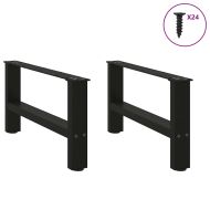 Крака за масичка за кафе, черни, 2 бр., 60 x (30-31) см, стомана