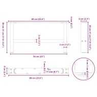 Крака за масичка за кафе, черни, 2 бр., 60 x (30-31) см, стомана