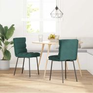 Трапезни столове, 2 бр, тъмнозелени, кадифе