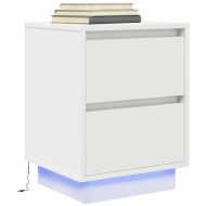 Нощни шкафчета с LED осветление 2 бр., бели 38x34x50 cm