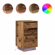 Нощно шкафче с LED осветление Старо дърво 38x34x65 cm