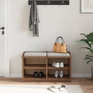 vidaXLL Пейка за антре SANDNES 87x40x50 cm Масивна дървесина Бор