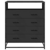 Шкаф с чекмеджета Черен 70x41x83,5 cm Инженерна дървесина