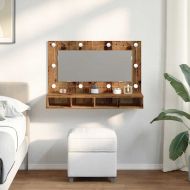 Огледален шкаф с LED Старо дърво 90x31,5x62 cm