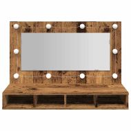 Огледален шкаф с LED Старо дърво 90x31,5x62 cm
