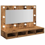 Огледален шкаф с LED Старо дърво 90x31,5x62 cm