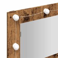 Огледален шкаф с LED Старо дърво 90x31,5x62 cm