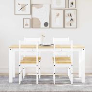 Трапезен комплект от 5 части Panama, Бяла бор масив