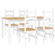 Трапезен комплект от 5 части Panama, Бяла бор масив