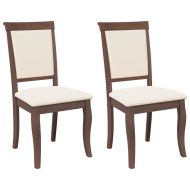 Трапезни столове с възглавници 2бр Кафяв масивна дървесина гума