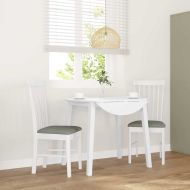 Трапезни столове с възглавници 2 бр Бяла масивна дървесина гума