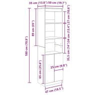 Висок шкаф, Черен дъб, 50x35x180 cм инженерно дърво