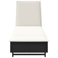 Шезлонг с колелца и шалте черен полиратан