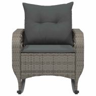 Градински люлеещ стол с възглавници сив полиратан