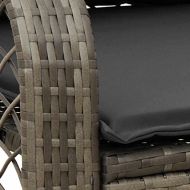 Градински люлеещ стол с възглавници сив полиратан