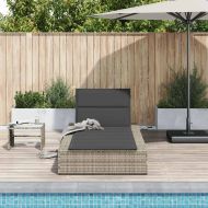 Шезлонг с плаваща възглавница Светло сив поли ратан