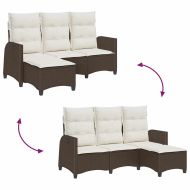 Накланящ се градински диван с възглавници кафяв L-образна
