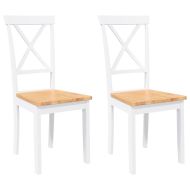 трапезни столове 2 бр. бяла масивна дървесина гума