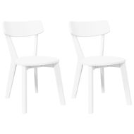 трапезни столове 2 бр. бяла масивна дървесина гума