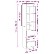 Висока дъска опушен дъб 37,5x35x180 см инженерно дърво
