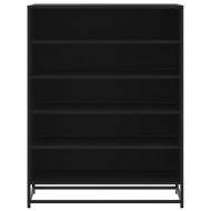 Шкаф за обувки черен Изработена дървесина и метал
