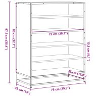 Шкаф за обувки черен Изработена дървесина и метал