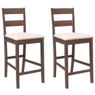 Бар столове с възглавници 2 бр Кафяв масивен дървен каучук