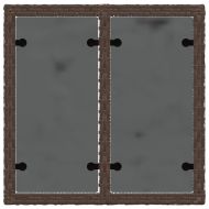 Градинска маса със стъклен плот kафяв 55x55x37 см полиратан