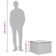 Градинска маса със стъклен плот kафяв 55x55x37 см полиратан